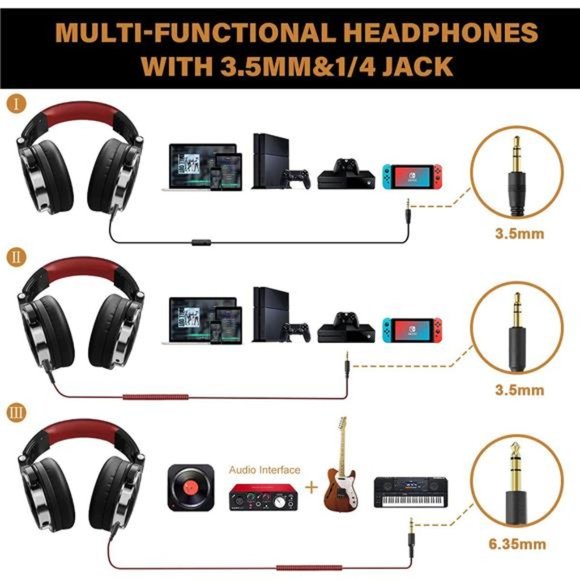 Over Ear Headphone, Wired Bass Headsets with 50mm Driver, Foldable Lightweight - Picture 4 of 6